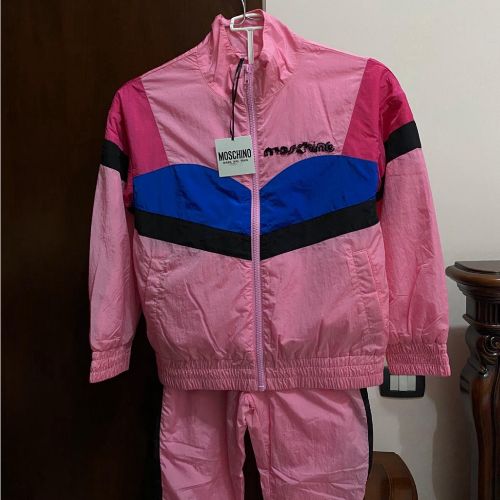 Moschino Kids Pink And Blue Jacket & Pants Set
